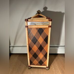 Rare Mackenzie Childs Ajiro Hamper 36” 1980’s Rattan Hand Painted Lake Scenery